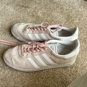 adidas Gazelle Women’s Light Pink Suede Sneakers with White Stripes